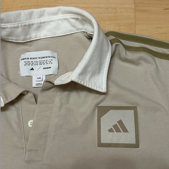 Adicross Golf Polo Shirt | Cream and white block | Adidas Mens - Picture 9 of 13